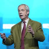 Reform UK leader Nigel Farage speaking during a Reform UK local election rally at the First Direct Bank Arena this week 