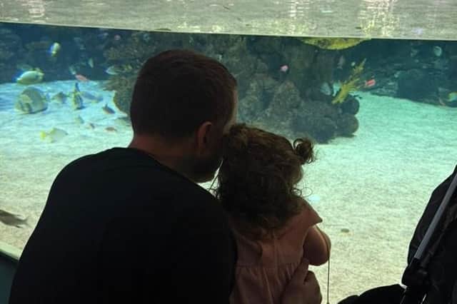 Stephen with Freya, an "amazing" girl who loved nothing more than the fish at The Deep in Hull
