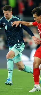 BACK IN THE MIX: Leeds United midfielder Anton Stach for Germany, pictured taking on Switzerland's Ardon Jashari.
