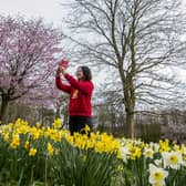 Visitors to Golden Acre Park in Leeds. 