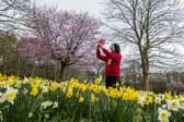 Visitors to Golden Acre Park in Leeds. 