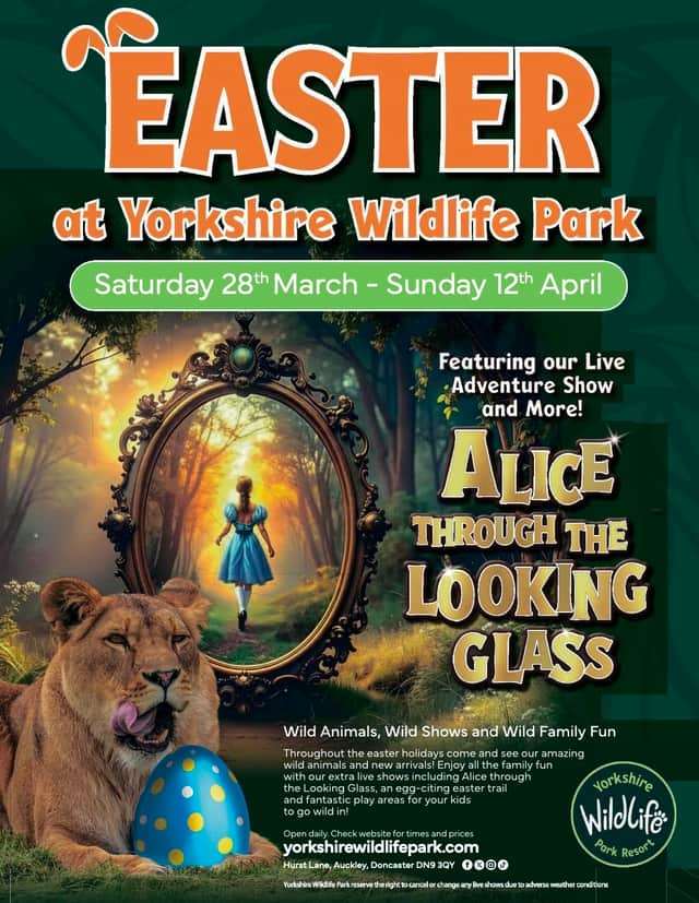 Roarsome Easter fun awaits at Yorkshire Wildlife Park, with wild animals and the magical Alice Through the Looking Glass live show.