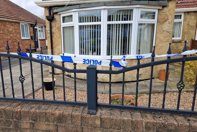 Police have cordoned off a house in Kennerleigh Avenue. Four people have been arrested on suspicion of murder and remain in police custody.