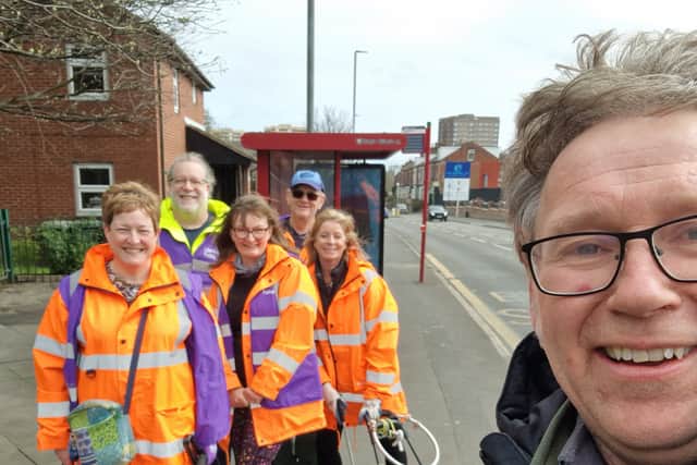 The YEP's Andrew Hutchinson with members of the Litter Free Pudsey group.