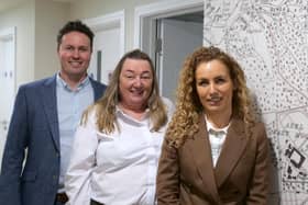 L-R Steven Davis, CEO of St Mary’s Care Homes, Diane Atkinson, home manager, Katie White, MP Leeds North West.