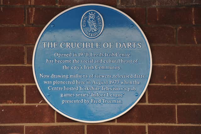 The blue plaque outside of the Leeds Irish Centre commemorates as the "social and cultural heart of the city's Irish community".