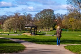 Visitors to Horsforth’s Hall Park, in Leeds.