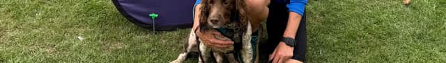 Sarah is often accompanied on her run by her two dogs Scooby and Dru