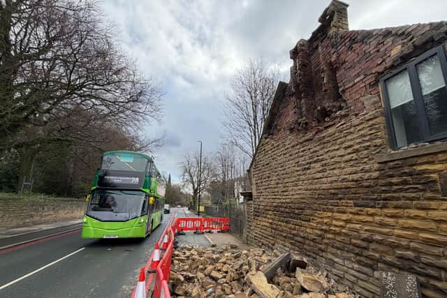 A building on Headingley Lane, Headingley, partially collapsed overnight.