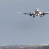 Jet2 plane aborts landing at Leeds Bradford Airport in Storm Dave's strong winds.
