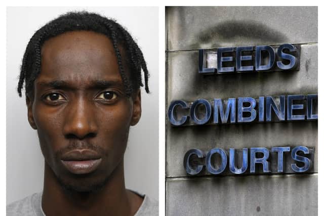 Bryan Kiggwe was jailed at Leeds Crown Court for 45 months for drug dealing and possession of 'the most fearsome machete'.