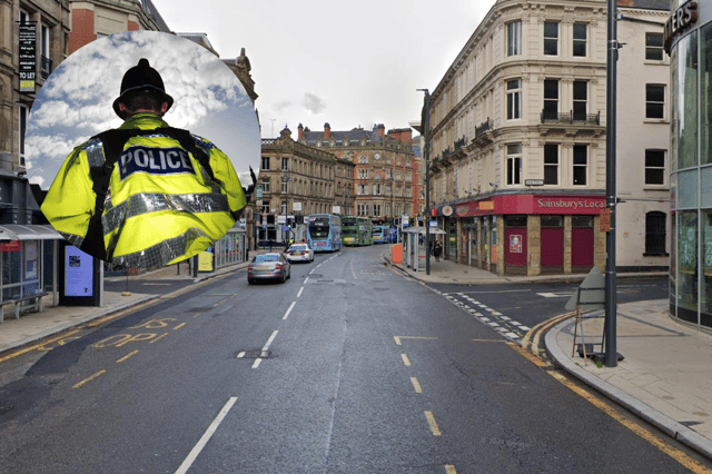 Emergency services were called to Boar Lane in Leeds city centre at 4.45am on Saturday morning.