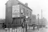 Frank Barker's confectioners shop on Dewsbury Road pictured in January 1940. Just beyond the shop can be seen premises of Forgrove Machinery Co. Ltd., wrapping machine makers, which later became Rose Forgrove. Oakhurst Avenue is to the right of the photo.