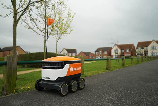 Self-driving robots are now delivering takeaways in parts of North East Barnsley (Photo: Just Eat/Starship Technologies)