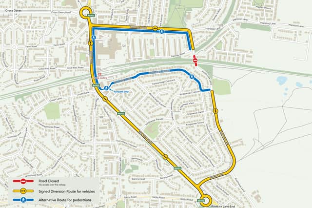 The road closure and alternative routes are shown on the map.