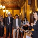 Helen Liu addresses guests during the Blockchain for Good Alliance Impact Leaders’ Summit at the UK House of Lords, sharing insights on advancing blockchain for societal impact.