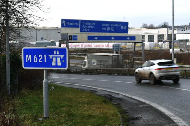 M621 was closed due to serious collision overnight. Photo: Jonathan Gawthorpe