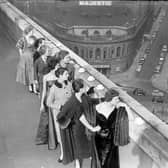Models on the rooftop of Queens Hotel, Leeds, in the early 1950s