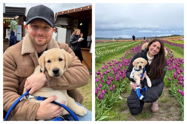 Chris and Zoe are raising puppy Albus to become a support dog