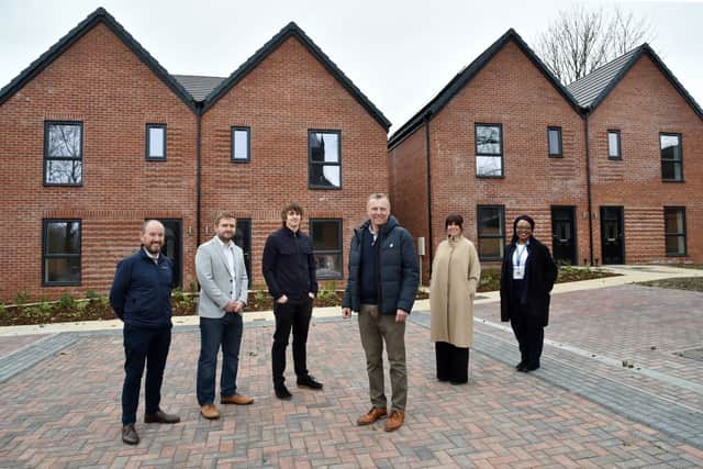 From left: John Knox (Diocese of Leeds), Andrew Chapman (Brewster Bye Architects), William Edson, Warren Groves (54North Homes), Jules Morrell (Ashfield Group) and Cllr Nkele Manaka.