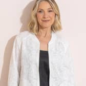 Collarless jackets are a must-have this season and my favourite, the Anna Rose Embroidered Lace Bomber Jacket from Klass, is on sale. Pictured posed by a model for Klass.
