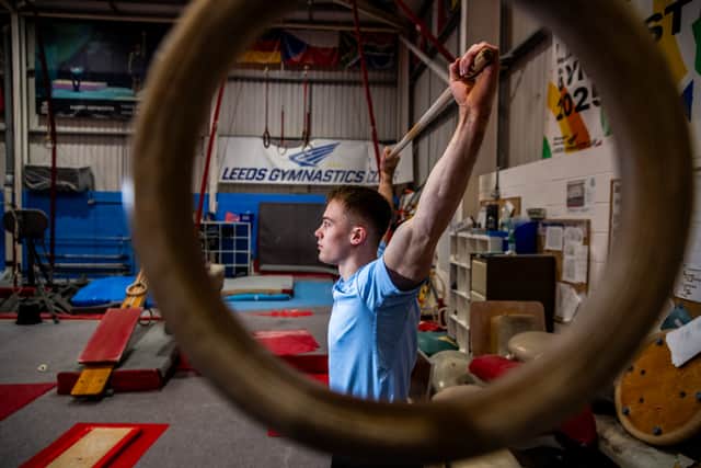 Big Interview with gymnast Luke Whitehouse, 23, from Halifax, European Floor Champion 2023, 2024, 2025, whilst training at Leeds Gymnastics Club, Seacroft, Leeds. Picture: James Hardisty. Date: 25th March 2026.