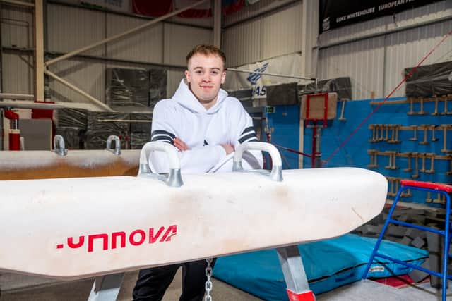 Big Interview with gymnast Luke Whitehouse, 23, from Halifax, European Floor Champion 2023, 2024, 2025, whilst training at Leeds Gymnastics Club, Seacroft, Leeds. Picture: James Hardisty. Date: 25th March 2026.
