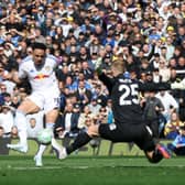 MAN ON FIRE: Leeds United star Noah Okafor scores yet again against Wolves.