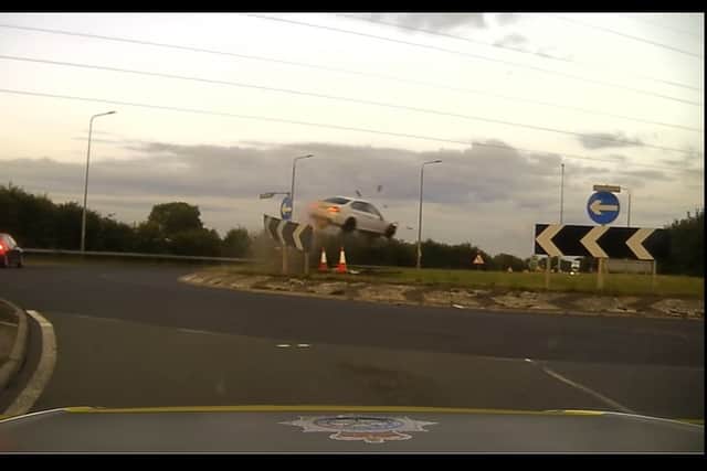 The driver became airborne after failing to stop and going at speeds above 100mph, police said