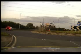 The driver became airborn after failing to stop and going at speeds above 100mph, police said