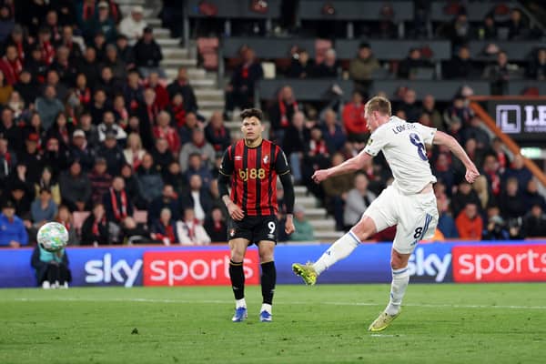 BANGER: Again, Leeds United's Sean Longstaff smashes home his 97th-minute equaliser.