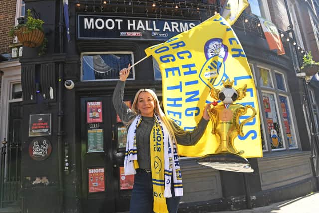 Claire says that fans travel from across the world to watch Leeds United at the Moot Hall Arms
