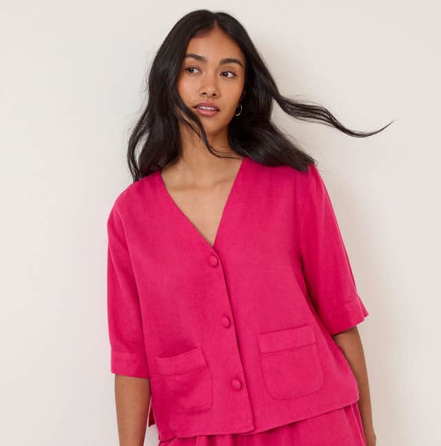 Nobody's Child linen-rich V-neck relaxed shirt