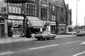 A parade of shops on Roundhay Road in April1980.