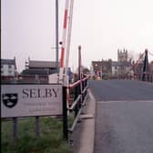 Selby in December 1998 with a swing bridge over the River Ouse