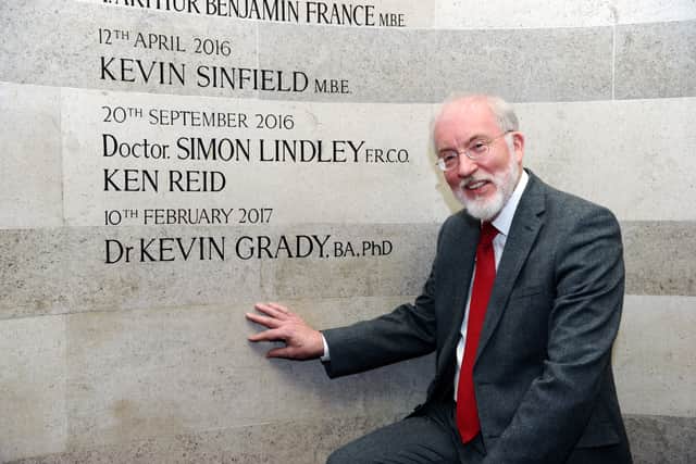 Dr Grady was recognised with a Leeds Award in 2017. The Leeds Award recognises those people who have made an enormous contribution to the city, with their names proudly displayed on the wall in the antechamber of Leeds Civic Hall.
