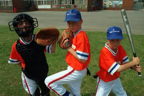 July 1996 and these Clapgate Primary School pupils had been selected to play baseball for England. Pictured, from left, are Stephen Pickles, Adam Franks and Michael Ronaldson.