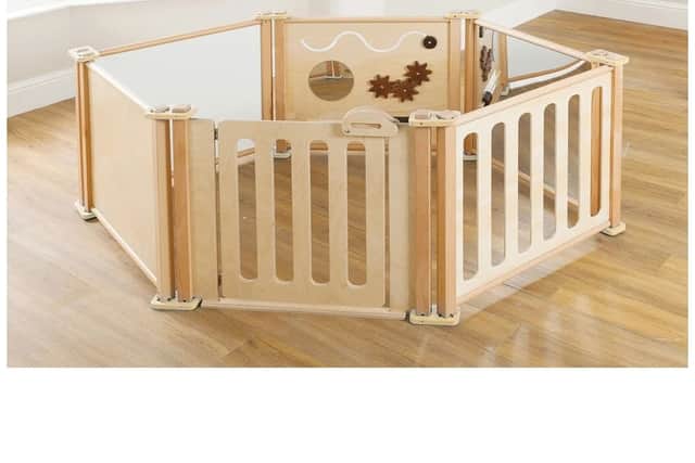 Use this as an enclosure or a barrier - it's sturdy enough to stand up to a struggle