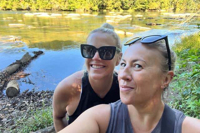 Elizabeth Wood, right, pictured with her friend Tanya Stokoe, who died from MND aged just 45