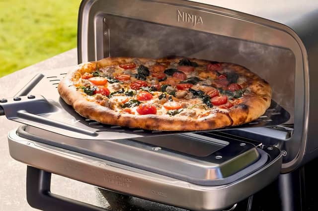 The Ninja outdoor pizza oven cooks 12-inch pizzas in minutes with high heat and even results