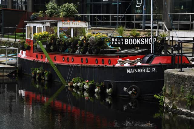 Hold Fast Bookshop is based on the Majorie R. which is moored at Leeds Dock