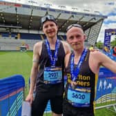 Marathon winner George Ravenhall, left, with runner up Tom Charles