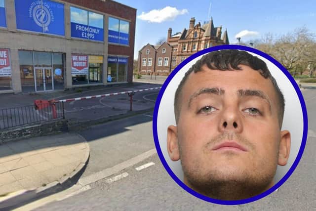 Maxwell (inset) killed Mr Thompson with punches on Front Street, outside a car dealership.