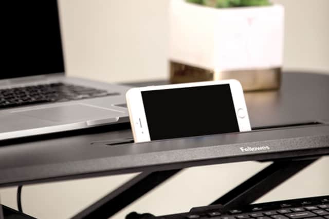 There's a handy phone holder built in