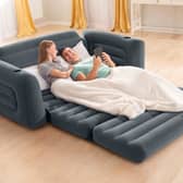 The Intex inflatable sofa transforms from a compact couch into a queen-size bed in minutes, making it ideal for guests, camping and summer movie nights