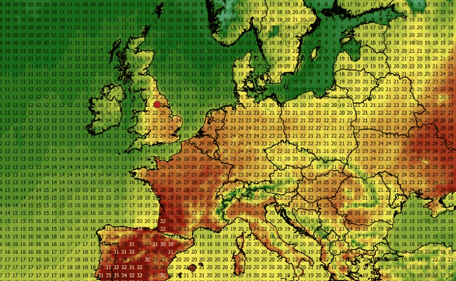 Heat map for Friday, May 22. Photo: WXCharts