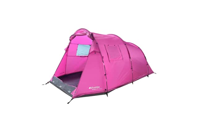 The bright pink Eurohike Sendero 4 tent has been reduced to £99 for Go Outdoors members
