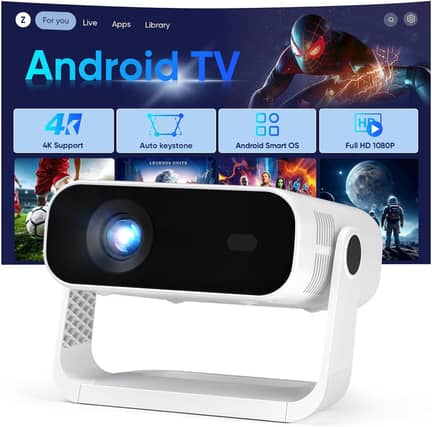 The portable Wielio smart projector includes built-in apps, native 1080P resolution and a rotating stand for flexible viewing