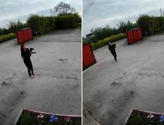 Moment a seriously injured puppy is abandoned near Leeds