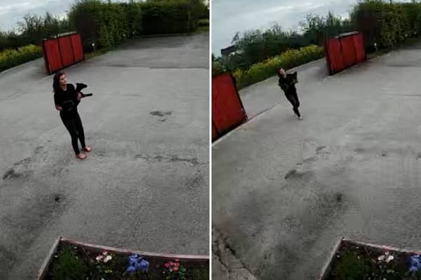 Moment a seriously injured puppy is abandoned near Leeds
